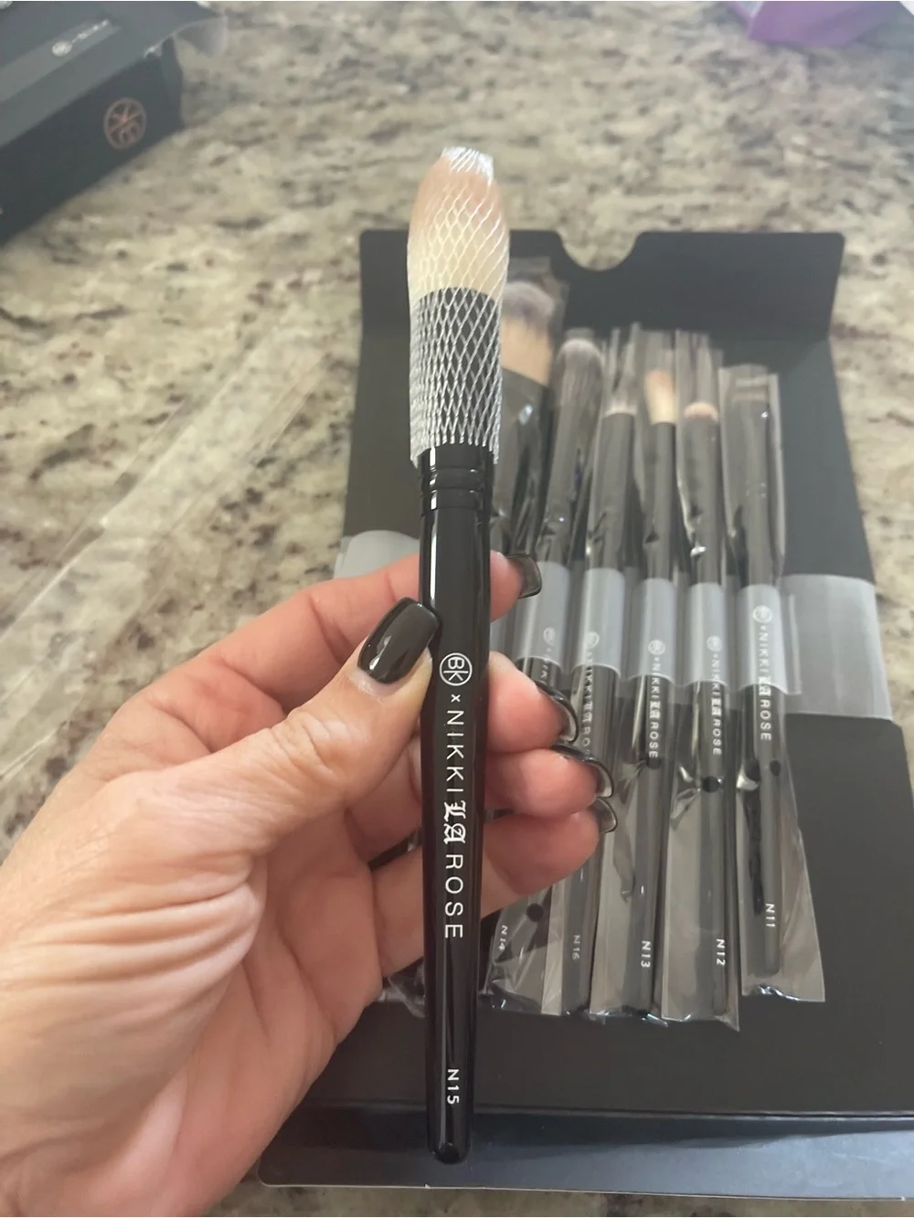 Nikki T. Rose Black Handle Makeup Brush Set – Assorted Bristle Colors